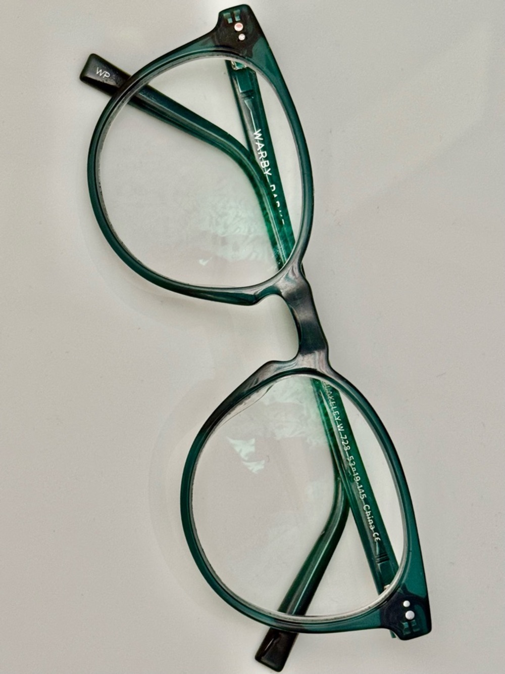 Warby Parker Teal Blakely wide 728 53 19-145  Round Acetate Glasses scripted